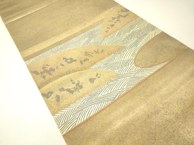 平和屋着物▼太鼓柄袋帯 作家物 螺鈿箔 流水文 引箔 正絹 逸品 DABH6675az
