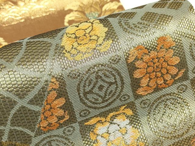 平和屋本店▼六通柄袋帯 本金 正倉院華紋 正絹 逸品 DABH6730az