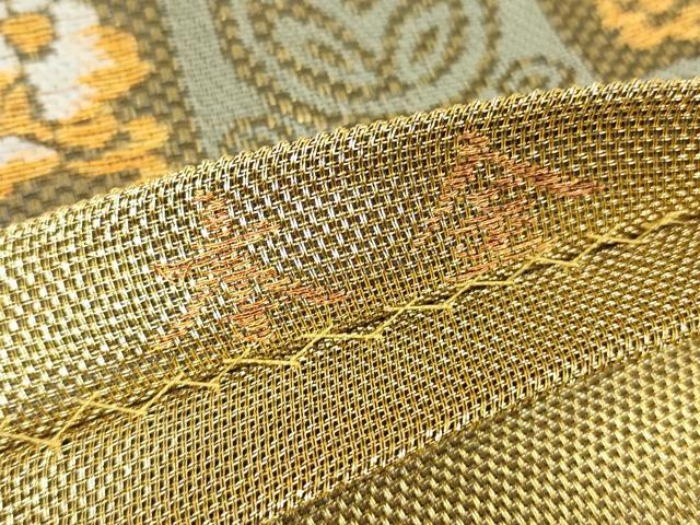 平和屋本店▼六通柄袋帯 本金 正倉院華紋 正絹 逸品 DABH6730az