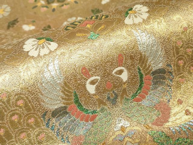 平和屋着物▼六通柄袋帯 格天舞鳳文 金銀糸 正絹 逸品 DABH6744az