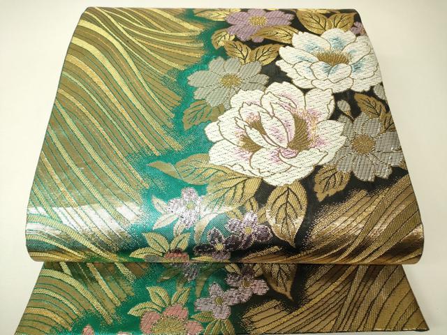 平和屋着物▼六通柄袋帯 舞花文 金糸 正絹 逸品 DABH6757az
