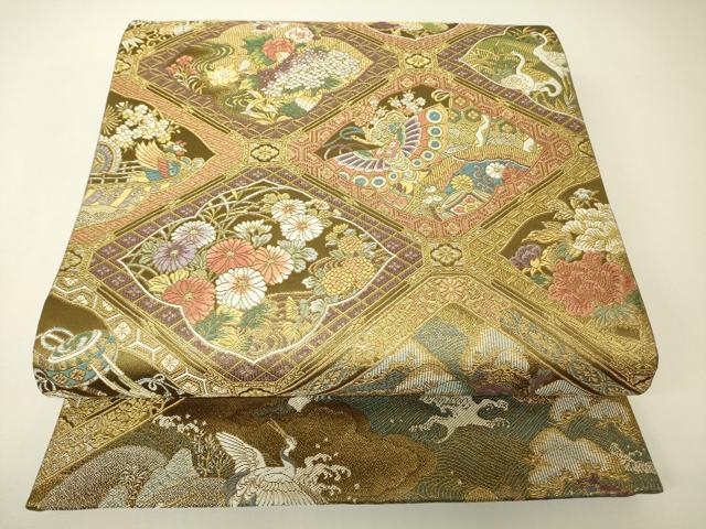 平和屋本店▼六通柄袋帯 琳派瑞祥錦 本金箔つづれ 正絹 逸品 DABH6770az