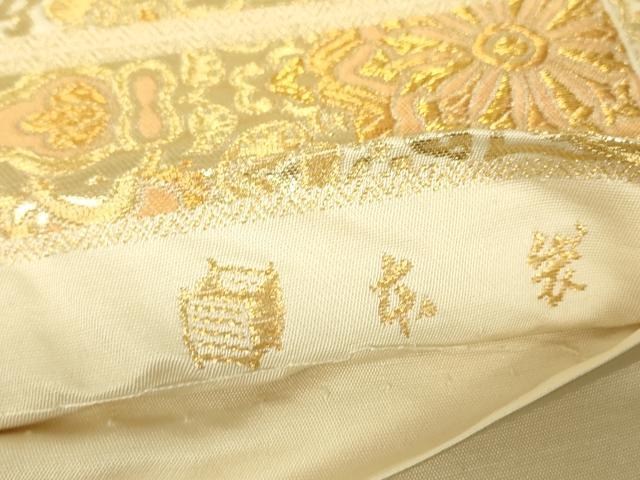 平和屋着物▼六通柄 本袋帯 正倉院花文 金糸 正絹 逸品 DABH6780az
