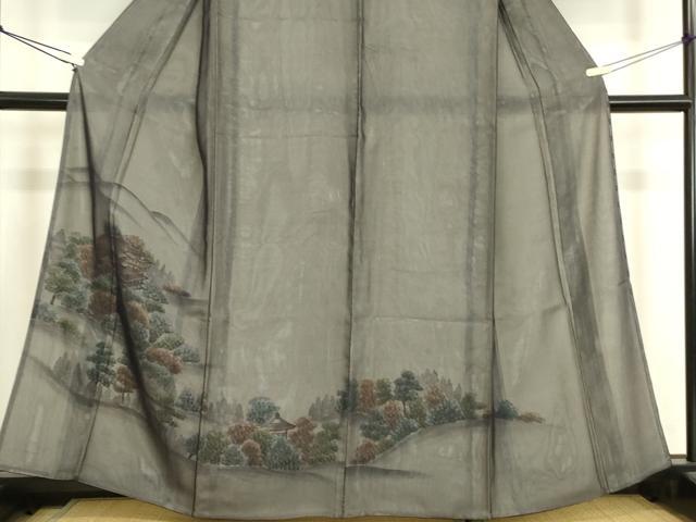 平和屋着物▽訪問着 無双 紗袷 紗×絽 名所風景文 手描き 正絹 逸品 DABH6811az