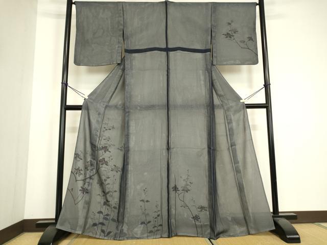 平和屋着物▽訪問着 無双 紗袷 紗×絽 舞蝶枝花文 正絹 逸品 DABH6813az