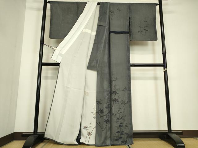 平和屋着物▽訪問着 無双 紗袷 紗×絽 舞蝶枝花文 正絹 逸品 DABH6813az