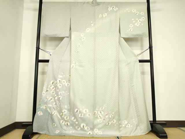 平和屋着物▽訪問着 単衣 総手刺繍 胡蝶蘭 金銀糸 正絹 逸品 DABH6814az