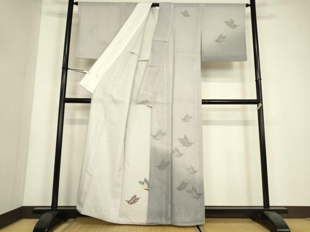 平和屋着物▽訪問着 無双 紗袷 紗×絽 舞蝶文 金彩 正絹 逸品 DABH6817az