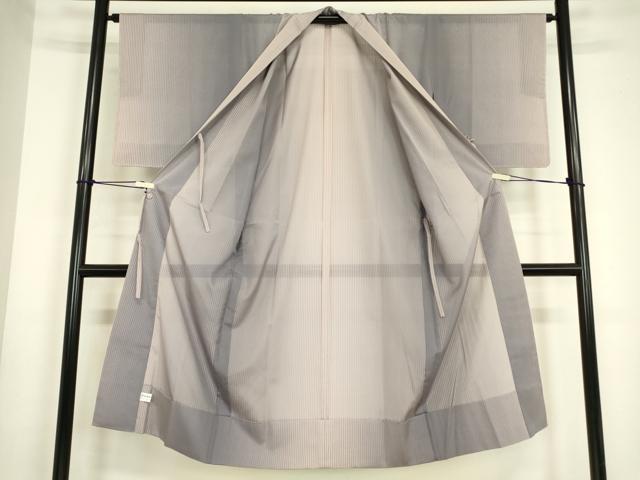 平和屋着物▽道中着 スリーシーズン 春夏秋 塵除け 縞 ロング丈 正絹 逸品 DABH6820az