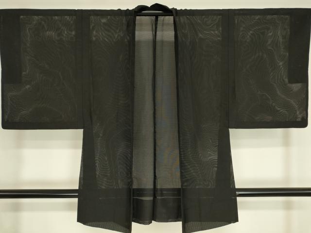平和屋着物▽男性 長羽織 スリーシーズン春夏秋 塵除け 絽 黒色 正絹 逸品 DABH6842az