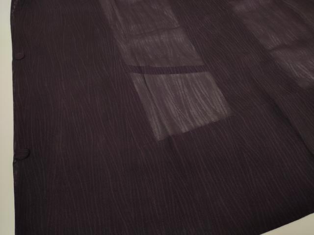 平和屋着物▽道行コート スリーシーズン 春夏秋 塵除け 変わり縞 深紫色 正絹 逸品 DABH6844az