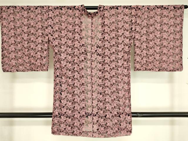平和屋着物▽道行コート スリーシーズン 春夏秋 塵除け 総レース 草花文 ロング丈 DABH6849az