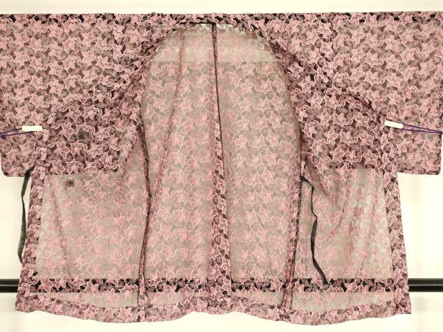平和屋着物▽道行コート スリーシーズン 春夏秋 塵除け 総レース 草花文 ロング丈 DABH6849az