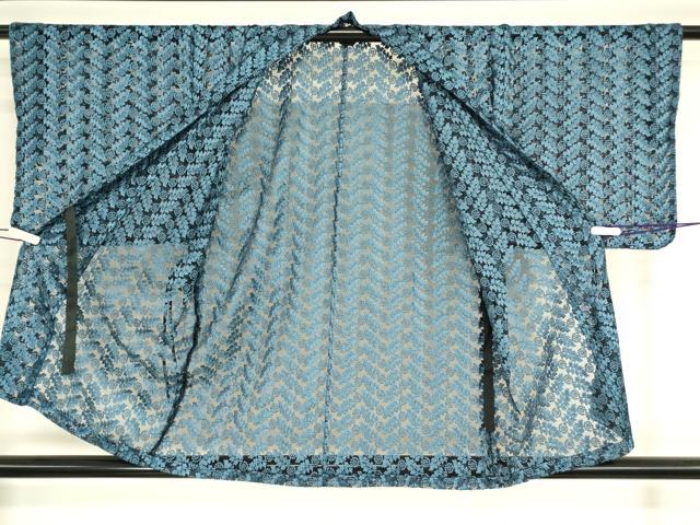 平和屋着物▽道中着 スリーシーズン 春夏秋 塵除け 総レース 草花文 DABH6854az