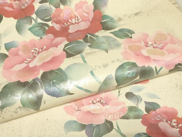 平和屋着物▼九寸名古屋帯 螺鈿箔 枝花文 金彩 正絹 逸品 DABH6894az