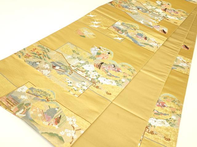 平和屋着物▼六通柄袋帯 唐織 平安雅貝合文 金銀糸 正絹 逸品 DABH6921az