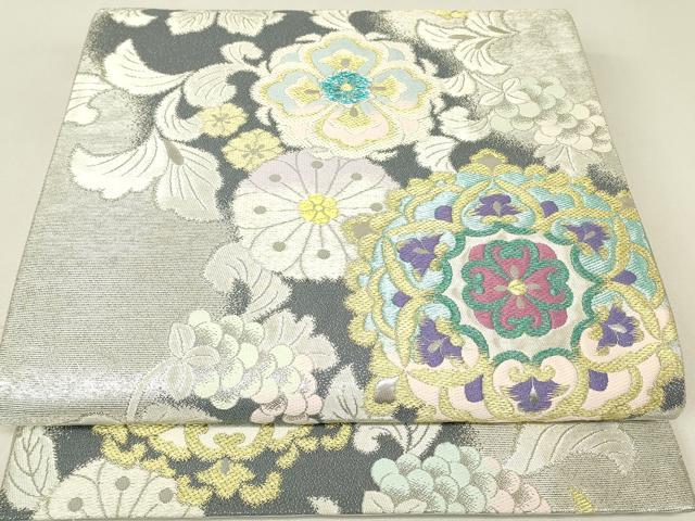 平和屋着物▼六通柄袋帯 正倉院葡萄花文 金銀糸 正絹 逸品 DABH6925az