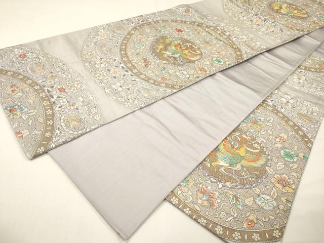 平和屋着物▼六通柄袋帯 正倉院鳳凰文 金糸 正絹 逸品 DABH7032fe