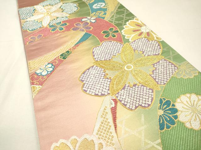 平和屋着物▼西陣 両面 六通柄袋帯 花小町 長尺織 金銀糸 正絹 逸品 DABH7044fe