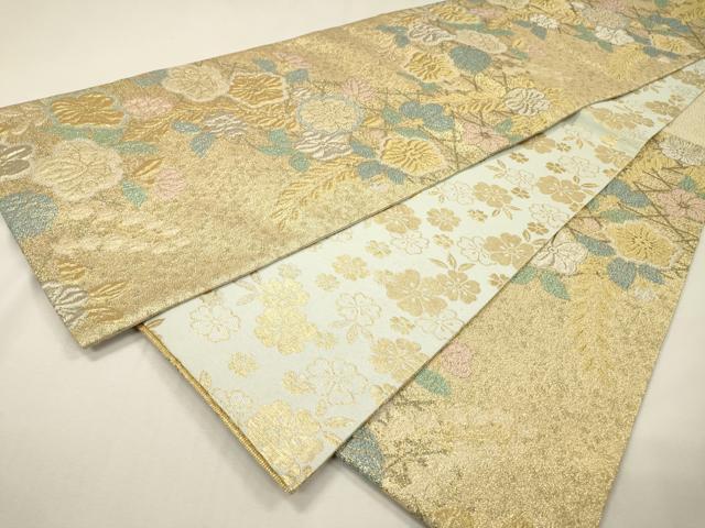 平和屋着物▼両面 六通柄袋帯 辻が花 金銀糸 正絹 逸品 DABH7054fe