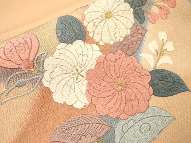 平和屋着物▼九寸名古屋帯 総刺繍 辻が花 金糸 正絹 逸品 DABH7073fe