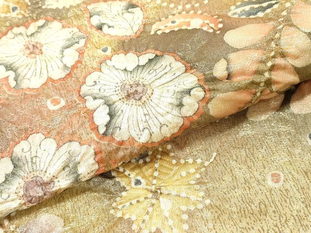 平和屋着物▼太鼓柄袋帯 作家物 絞り 辻が花 金糸 正絹 逸品 DABH7105fe