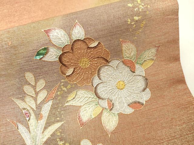平和屋着物▼太鼓柄袋帯 螺鈿 辻が花 金銀彩 正絹 逸品 DABH7106fe