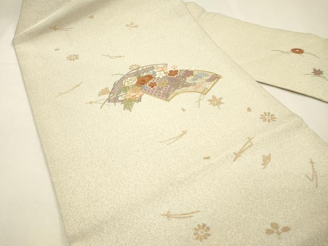 平和屋着物▼中国三大刺繍 スワトウ刺繍 汕頭刺繍 相良刺繍 綴れ 九寸名古屋帯 地紙御所車花文 金銀糸 正絹 逸品 DABH7126fe