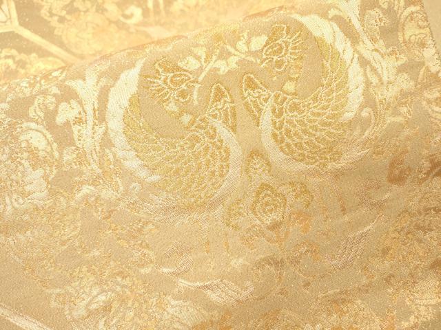 平和屋着物▼六通柄袋帯 明日香つづれ 蜀江向かい鳥花文 金糸 正絹 逸品 DABH7129fe