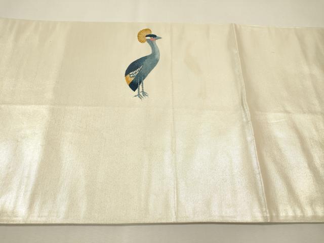 平和屋着物▼太鼓柄袋帯 総刺繍 冠鶴 金銀糸 正絹 逸品 DABH7132fe