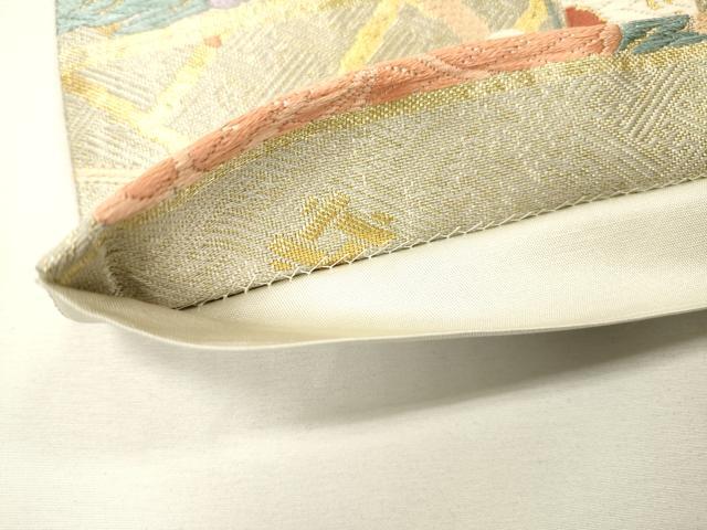 平和屋着物▼西陣 野々村織物謹製 六通柄袋帯 唐織 舞蝶草花文 金糸 正絹 逸品 DABH7137fe
