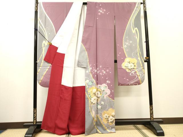 平和屋着物●豪華振袖 駒刺繍 舞桜 金彩 正絹 逸品 DABH7177fe