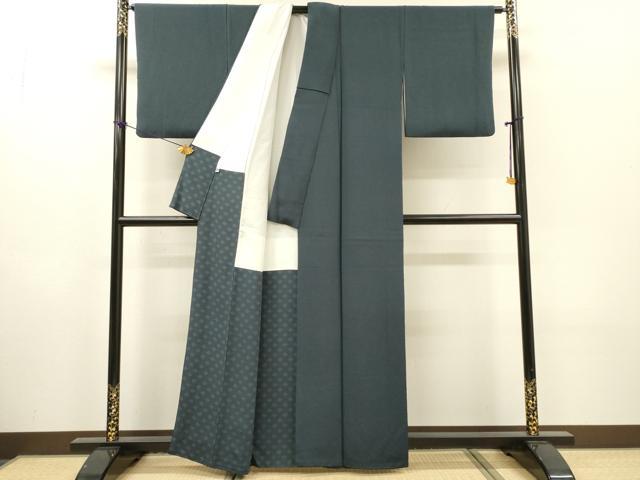 平和屋着物●上質な色無地 作家物 青褐色 正絹 逸品 DABH7186fe