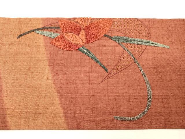 平和屋着物●中国三大刺繍 スワトウ刺繍 汕頭刺繍 相良刺繍 総刺繍 九寸名古屋帯 紬地 舞花 鈴乃屋扱い 正絹 逸品 DABH7200fe