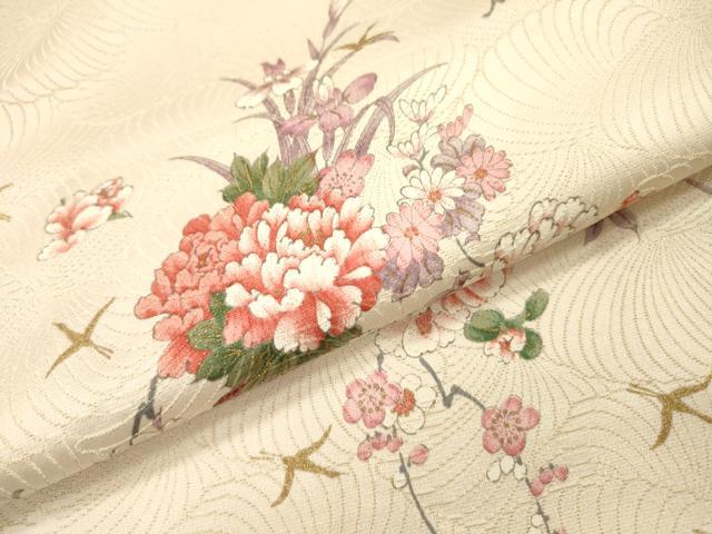 平和屋着物▼上質な小紋 飾花文 金彩 金通し地 やまと誂製 正絹 逸品 DABH7250fe
