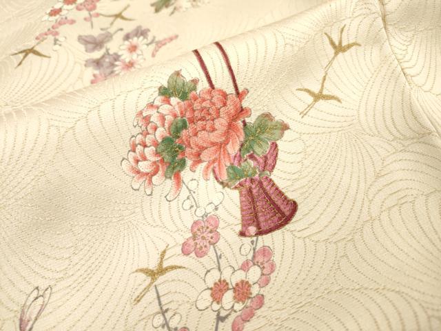 平和屋着物▼上質な小紋 飾花文 金彩 金通し地 やまと誂製 正絹 逸品 DABH7250fe