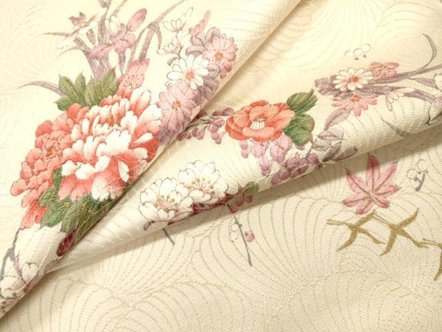 平和屋着物▼上質な小紋 飾花文 金彩 金通し地 やまと誂製 正絹 逸品 DABH7250fe