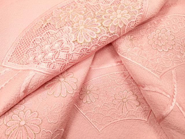 平和屋着物■豪華色留袖　総刺繍　中国三大刺繍　汕頭刺繍　スワトウ刺繍　地紙吉祥花文　金糸　正絹　逸品　AABD5382sx 平和屋着物○訪問着 中国三大刺繍 汕頭刺繍 スワトウ刺繍 地紙