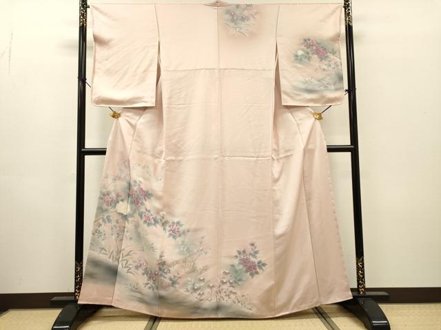 平和屋着物▼訪問着 刺繍 手描き 枝花 暈し染 正絹 逸品 未使用 DABH7252fe