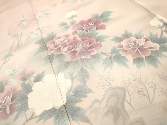 平和屋着物▼訪問着 刺繍 手描き 枝花 暈し染 正絹 逸品 未使用 DABH7252fe