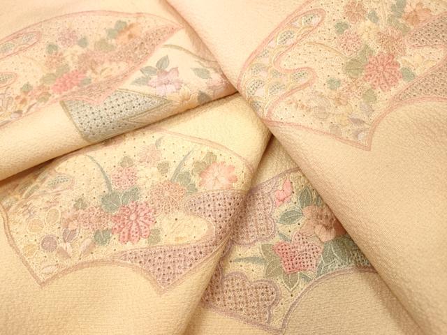 平和屋着物▼中国三大刺繍 スワトウ刺繍 汕頭刺繍 総刺繍 訪問着 地紙花文 暈し染 正絹 逸品 DABH7257fe