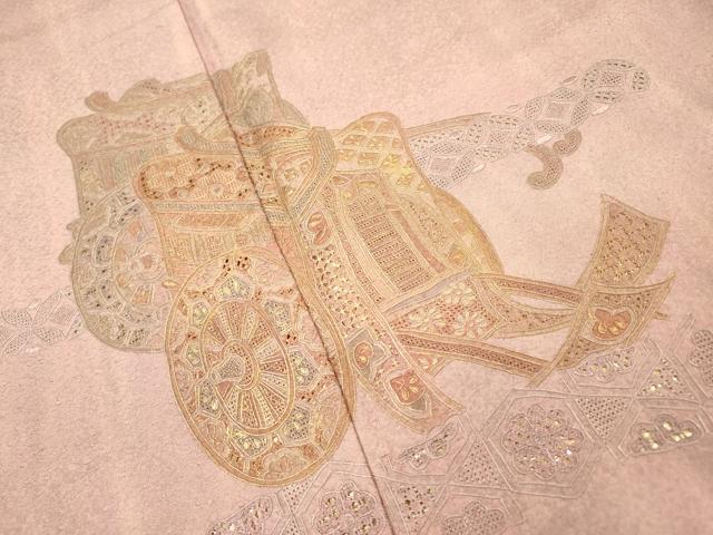 平和屋着物▼中国三大刺繍 スワトウ刺繍 汕頭刺繍 相良刺繍 総刺繍 訪問着 御所車 暈し染 金彩 正絹 逸品 DABH7267fe