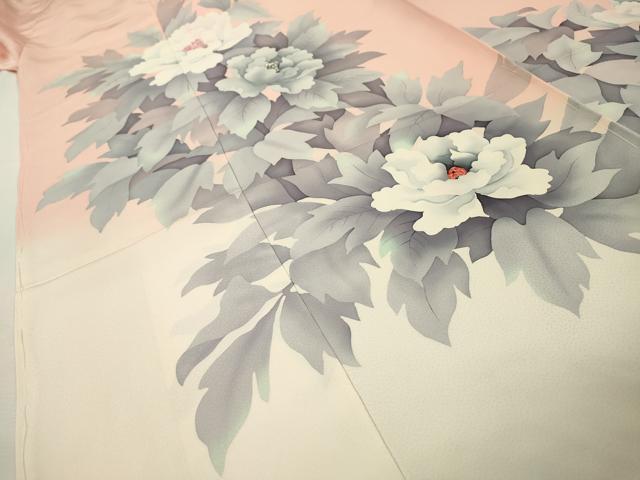 平和屋着物▼訪問着 作家物 手描き 薔薇 暈し染 仮絵羽 正絹 逸品 未使用 DABH7274fe