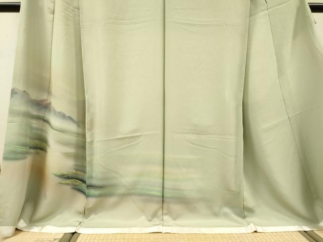 平和屋着物▼訪問着 手描き 風景文 暈し染 仮絵羽 正絹 逸品 未使用 DABH7275fe