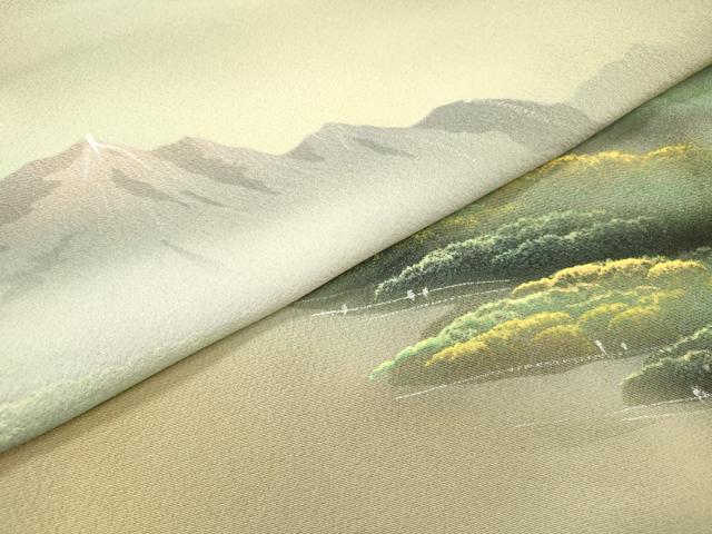 平和屋着物▼訪問着 手描き 風景文 暈し染 仮絵羽 正絹 逸品 未使用 DABH7275fe