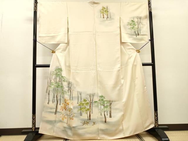 平和屋着物▼日展作家 寺島節朗 訪問着 手描き 樹林文 暈し染 そごう百貨店扱い 正絹 逸品 DABH7276fe