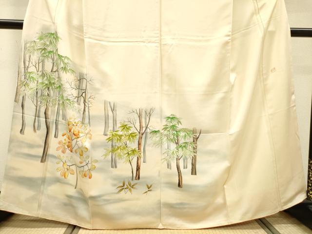 平和屋着物▼日展作家 寺島節朗 訪問着 手描き 樹林文 暈し染 そごう百貨店扱い 正絹 逸品 DABH7276fe