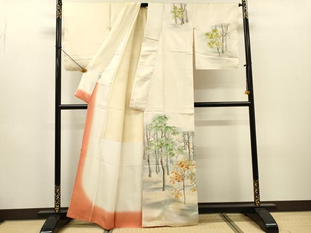 平和屋着物▼日展作家 寺島節朗 訪問着 手描き 樹林文 暈し染 そごう百貨店扱い 正絹 逸品 DABH7276fe
