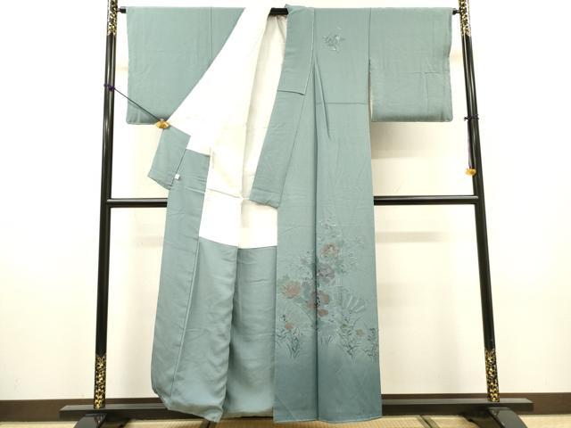 平和屋着物▼中国三大刺繍 スワトウ刺繍 汕頭刺繍 総刺繍 訪問着 片輪車草花文 暈し染 正絹 逸品 DABH7292fe