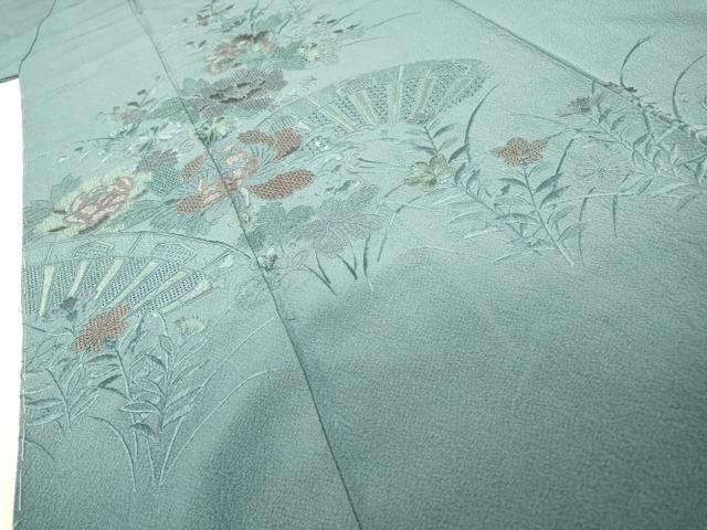 平和屋着物▼中国三大刺繍 スワトウ刺繍 汕頭刺繍 総刺繍 訪問着 片輪車草花文 暈し染 正絹 逸品 DABH7292fe